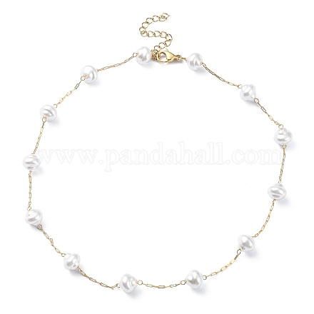 Collares de cadena con cuentas de perlas de imitación de plástico abs NJEW-JN04329-1