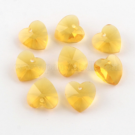 Faceted Heart Transparent Glass Charm Pendants GLAA-S054-10-1