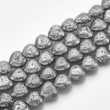 Electroplated Natural Lava Rock Beads Strands G-T126-10B-1