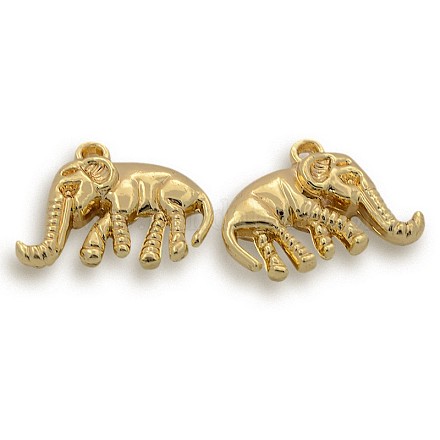 Nickel Free & Lead Free Golden Alloy Elephant Pendants PALLOY-J218-095G-1