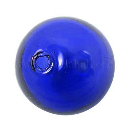 Round Handmade Blown Glass Globe Beads BLOW-D006-14mm-04-1