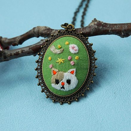 Ожерелье ручной работы с милым котом PW-WG88968-02-1