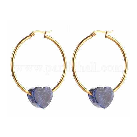 Boucles d'oreilles en perles de sodalite naturelles coeur pour fille femmes EJEW-JE04638-05-1