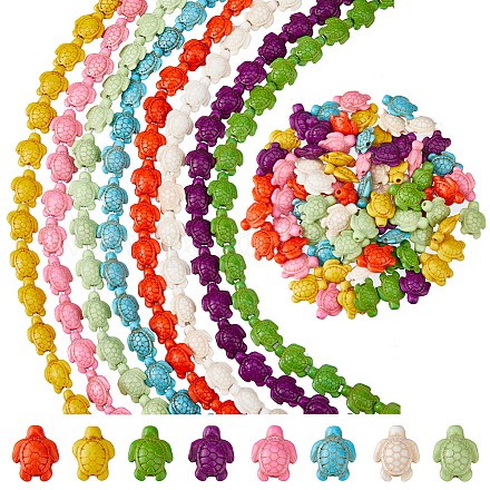 8 нитка 8 стилей окрашенных синтетических бирюзовых бусин G-FH0002-61-1