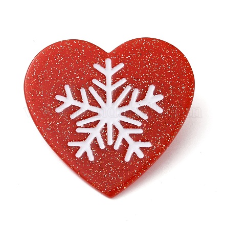 Heart with Snowflake Cellulose Acetate(Resin) Alligator Hair Clips PHAR-Q120-02A-1