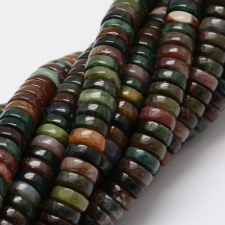 Flat Round/Disc Natural Indian Agate Beads Strands G-L442-01-1