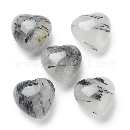 Natural Rutilated Quartz Heart Love Stone G-B013-04-1
