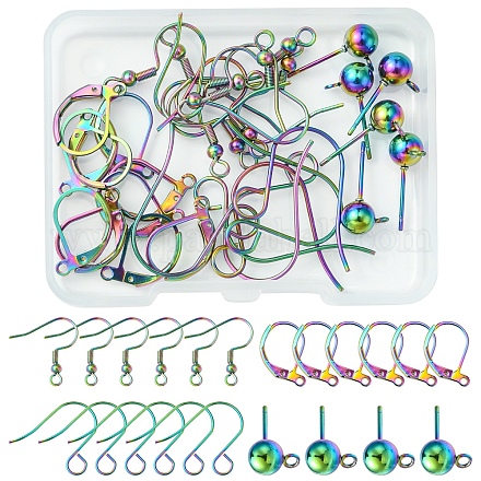 32 шт. 4 стиля из нержавеющей стали: французские крючки для сережек STAS-FS0001-62-1