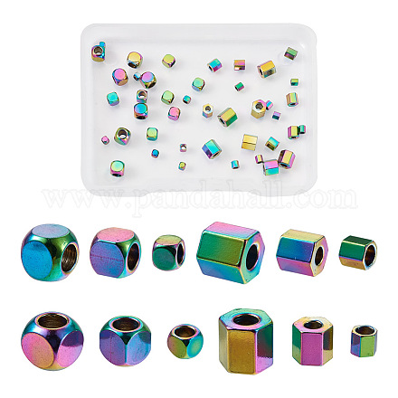 Yilisi 48 pièces 6 styles placage sous vide 304 perles d'espacement en acier inoxydable STAS-YS0001-10-1