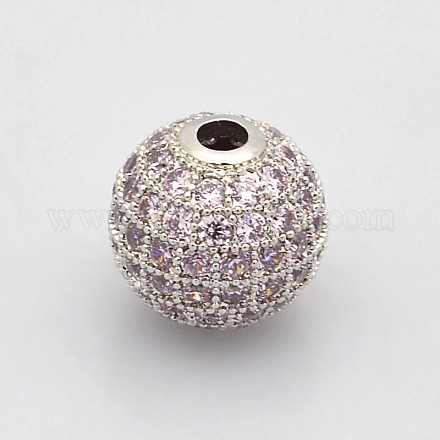 Perles rondes de couleur chardon de zircone cubique CZ de grade AAA de micro pave X-KK-O065-8mm-04P-NR-1