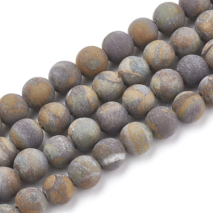 Brins de perles de pierre en bambou naturel G-T106-087-1