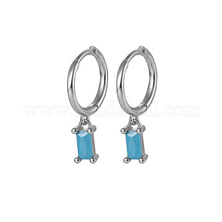 Platinum Rhodium Plated 925 Sterling Silver Dangle Hoop Earrings for Women SY2365-7-1