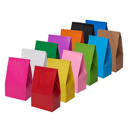 クラフト紙袋  ミックスカラー  13x8x23.5cm  13色/セット  4個/カラー  52個/セット CARB-PH0002-01-1