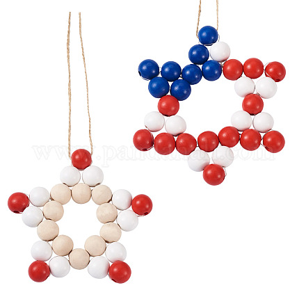 2 шт. 2 стиля рождественской тематики деревянные подвесные украшения HJEW-EL0001-01B-1