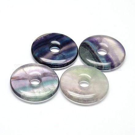 Donut / pi disque naturel fluorite pendentifs G-O106-01-1