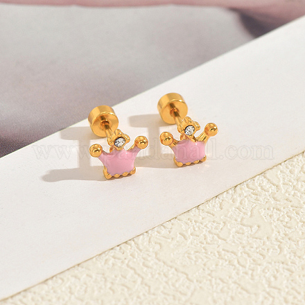 Серьги-гвоздики с короной из нержавеющей стали с эмалью JB5965-5-1