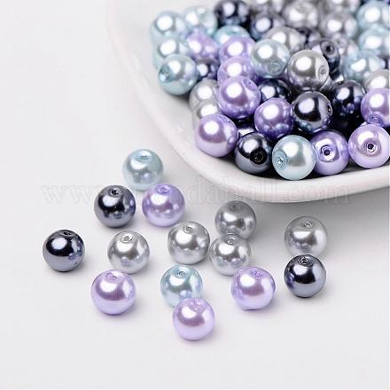 Mix nacrées perles perles de verre gris-argent HY-X006-8mm-13-1