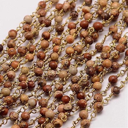 Chaînes de perles de jaspe à la main AJEW-P060-4mm-09-1