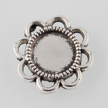 Stile tibetano argento antico impostazioni vassoio del fiore della lega cabochon TIBE-M021-04AS-1