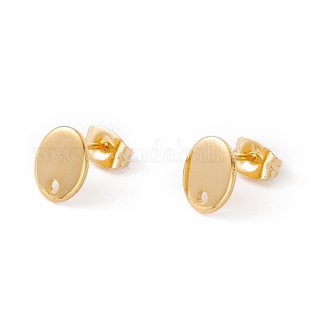 201 Stainless Steel Stud Earring Findings with Hole EJEW-A071-13G-1