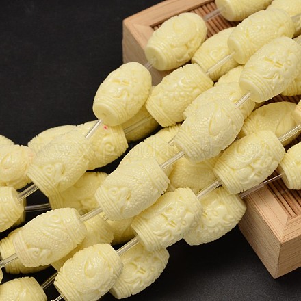 Dyed Carved Column Synthetic Coral Beads Strands CORA-O003-17-1