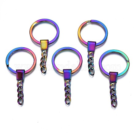 Rainbow Color Alloy Split Key Rings PALLOY-S180-229-NR-1