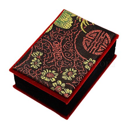 Boîtes à bijoux de chinoiserie brodés boîtes collier pendentif en soie pour emballage cadeaux SBOX-A001-03-1
