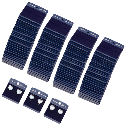 Olycraft プラスチック イヤリング ディスプレイ カード  ベルベットで覆われた  ワードファッションジュエリーと長方形  ミッドナイトブルー  5.8x4.5x0.1cm  穴：6mm CDIS-OC0001-03-1