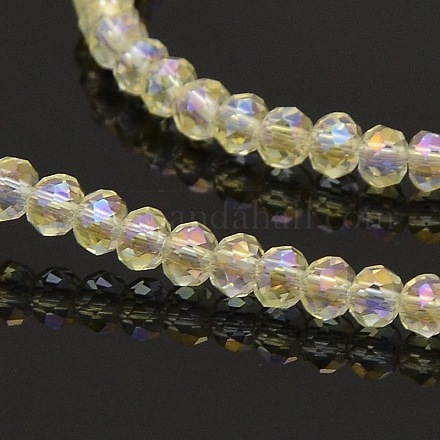 AB Color Plated Faceted Rondelle Glass Beads Strands GLAA-A024B-AB15-1