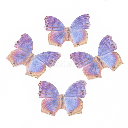 ツートンカラーのポリエステル生地の翼の工芸品の装飾  DIYのジュエリー工芸品イヤリングネックレスヘアクリップ装飾  蝶の羽  紫色のメディア  33x40mm FIND-S322-014-1