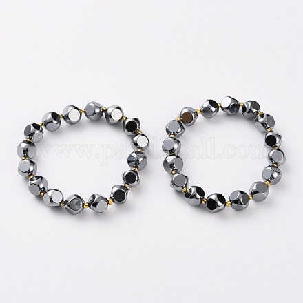 Bracelets extensibles en perles de pierre terahertz BJEW-Z007-A-02-1
