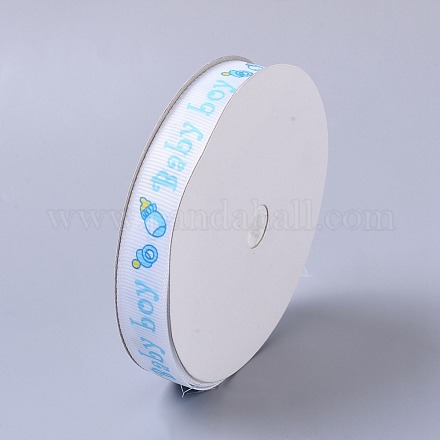Baby Shower Ornaments Decorations Word Baby Boy Printed Polyester Grosgrain Ribbons OCOR-S023-03-1