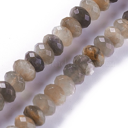 Brins de perles de sunstone noirs naturels G-L492-05C-1