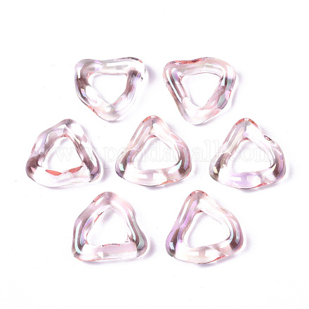 透明樹脂指輪  ABカラーメッキ  三角形  パールピンク  内径：11mm X-RJEW-T013-005-E03-1
