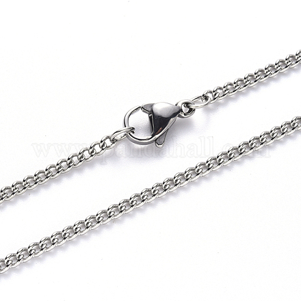 304 Stainless Steel Curb Chain Necklace NJEW-S420-001A-P-1