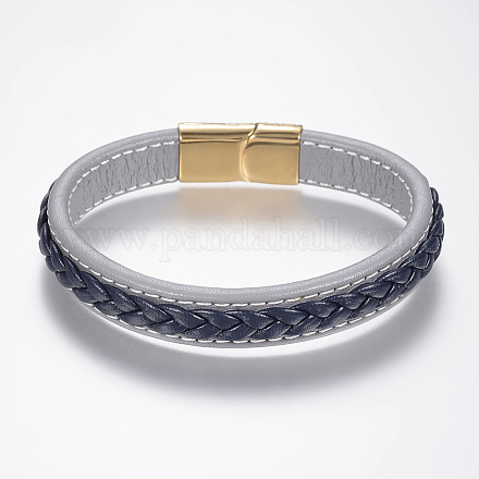 Braided Leather Cord Bracelets BJEW-H561-02D-1