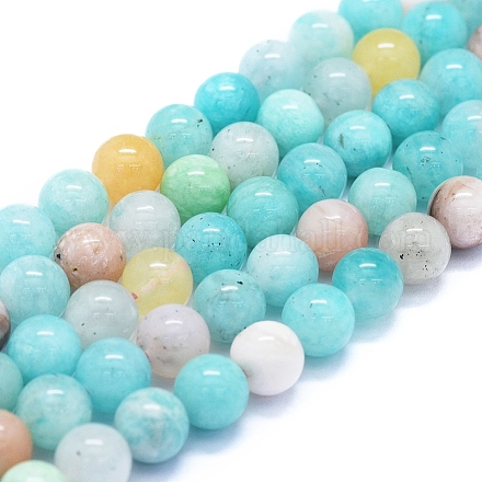 Natural Amazonite and Opal Beads Strands G-E561-20-8mm-1