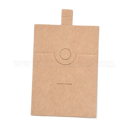 空白のクラフト紙リング ディスプレイ カード  長方形  バリーウッド  10x6x0.05cm  穴：10mm CDIS-G005-13-1