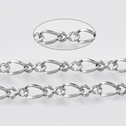 304 Stainless Steel Figaro Chains X-STAS-R100-18-1