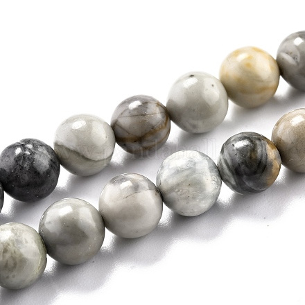 Brins de perles rondes en jaspe polychrome naturel/pierre de Picasso/jaspe de Picasso G-O199-03B-1