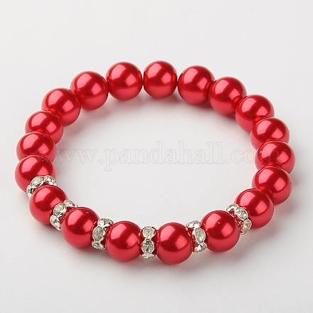 Glass Pearl Beads Stretch Bracelets BJEW-JB01344-04-1