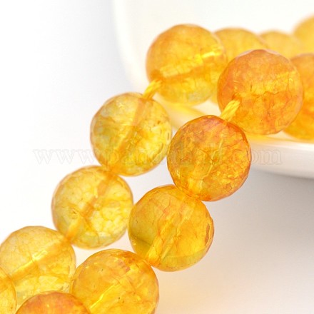Natural Quartz Crystal Faceted Round Beads Strands G-P088-75-10mm-1