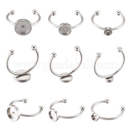 9 pièces 3 styles 304 supports d'anneau de coussin de manchette en acier inoxydable STAS-PJ0001-16P-1