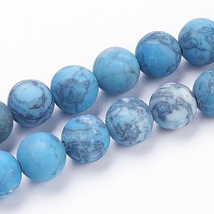 Dyed Natural Map Stone/Picasso Stone/Picasso Jasper Beads Strands G-F520-52-8mm-1