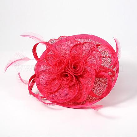 Elegant Deep Pink Fascinators UK for Weddings OHAR-S167-04-1
