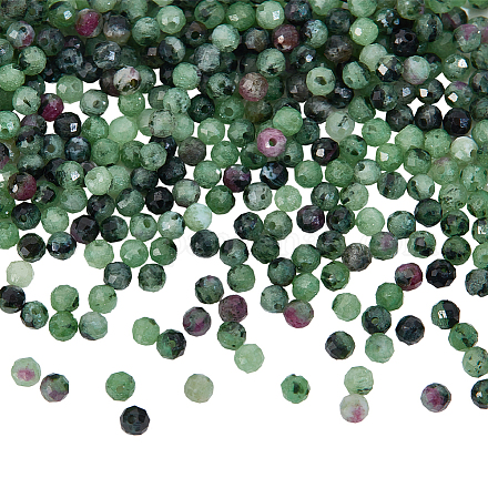 Nbeads 2 brins de rubis naturel en brins de perles de zoisite G-NB0005-07-1