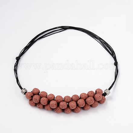 Colliers de perles de pierre de lave NJEW-D204-05-1