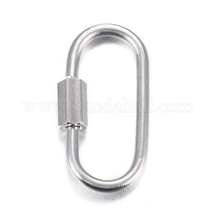 304 Stainless Steel Screw Carabiner Lock Charms STAS-H107-04A-P-1