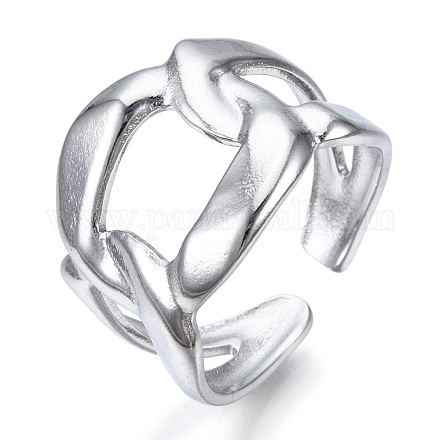 304 anello di polsino aperto a forma di catena di barbazzali in acciaio inossidabile per le donne RJEW-N040-02-1