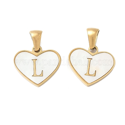 Сердце из натуральной белой ракушки из нержавеющей стали 304 с подвесками в виде инициалов STAS-R168-25G-L-1